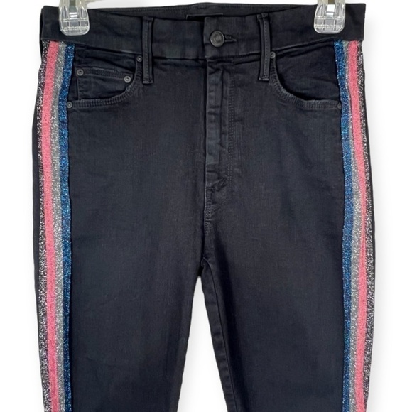 Mother High Waisted Looker Ankle Fray Guilty Glitter Racer Jean 26 - Picture 5 of 14